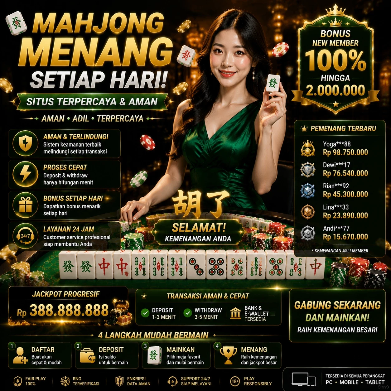 Galeri pratinjau visual 9nn9 build APK resmi terbaru